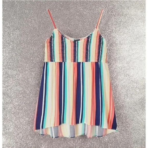 Torrid Challis Smocked Babydoll Tunic Cami Multi Stripe Top Size 5 - Picture 1 of 4